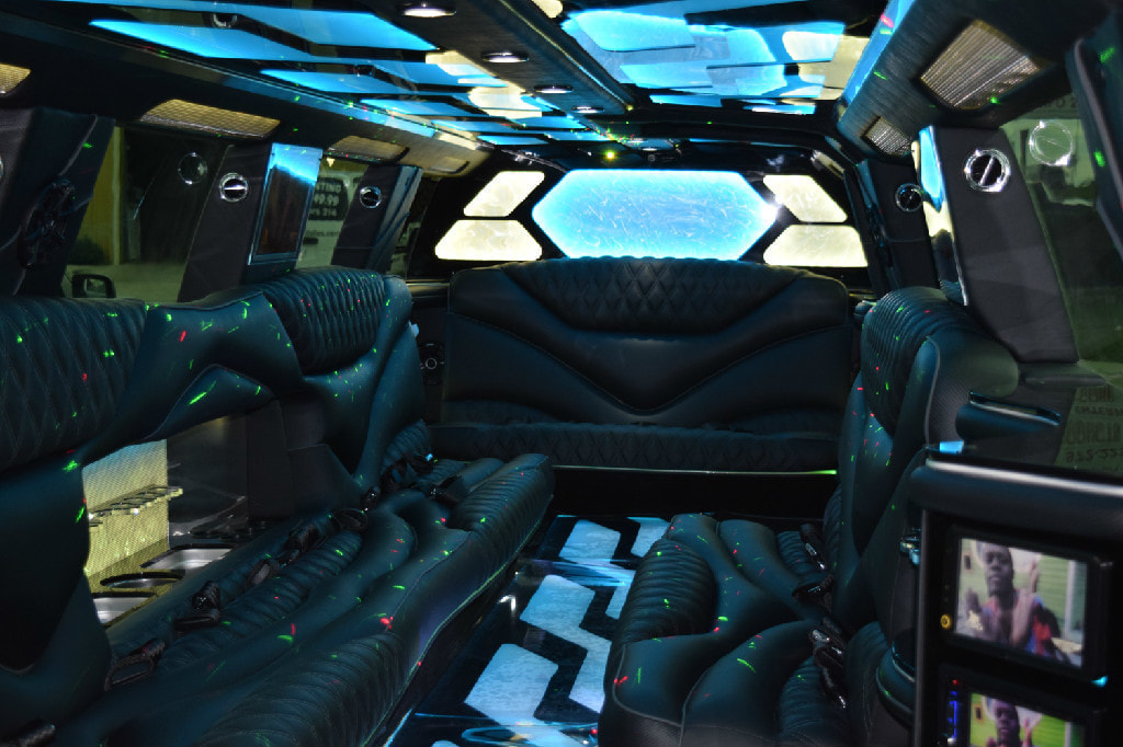 DFW Black Escalade limousine party interior