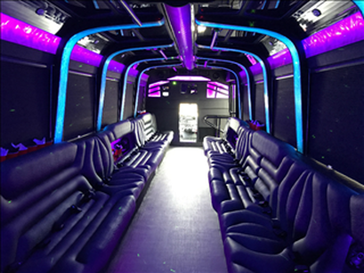Spacious interior photo of our Limo bus